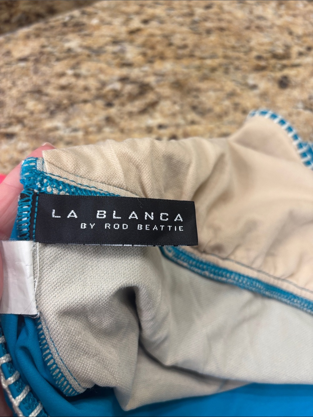 La Blanca by Rob Beattie size 12 Women's Teal Halter one piece suit white trim - Picture 4 of 12